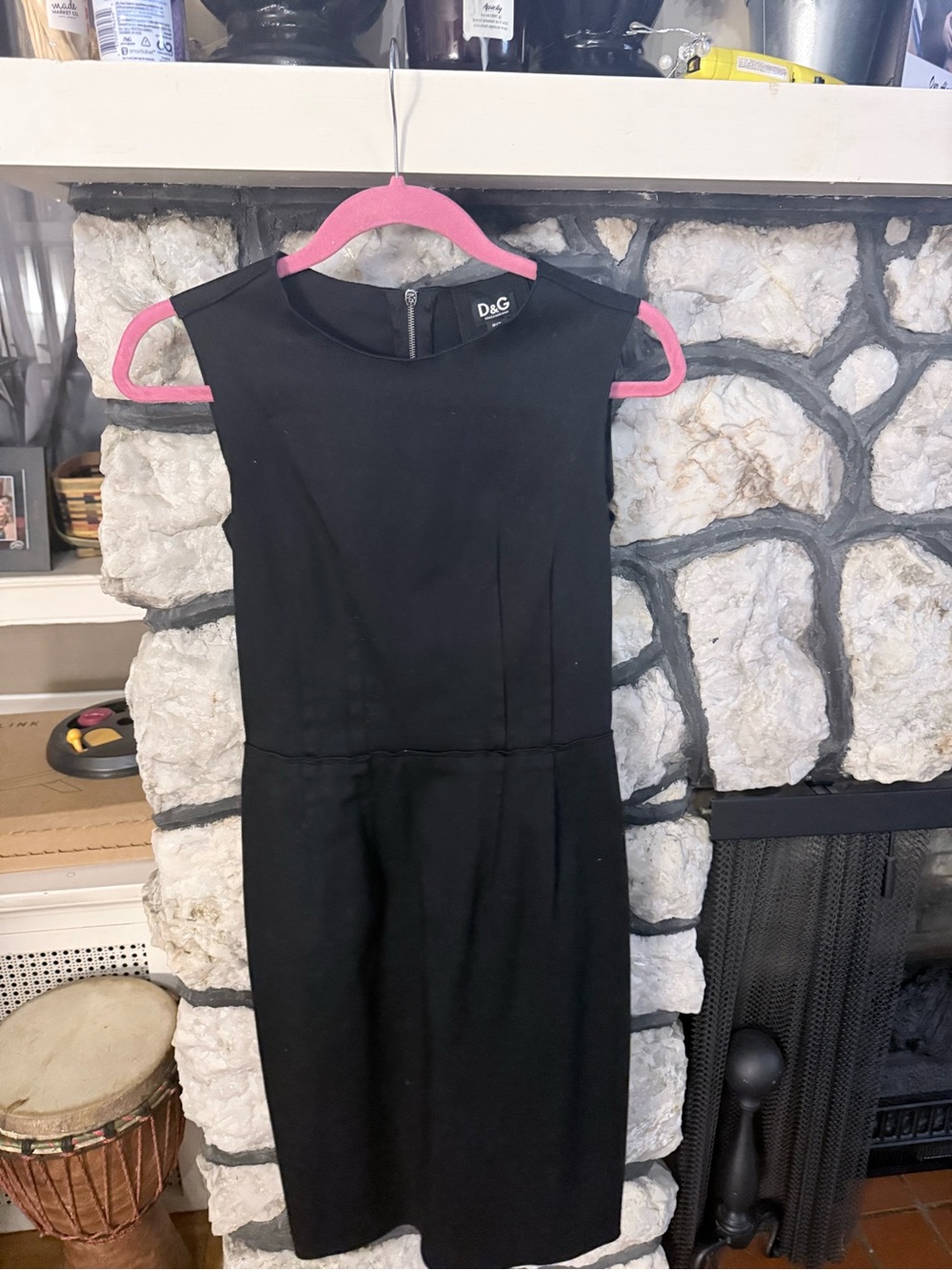D&G Dolce & Gabbana Black Sheath Dress IT 42 Sleeveless Designer Cocktail